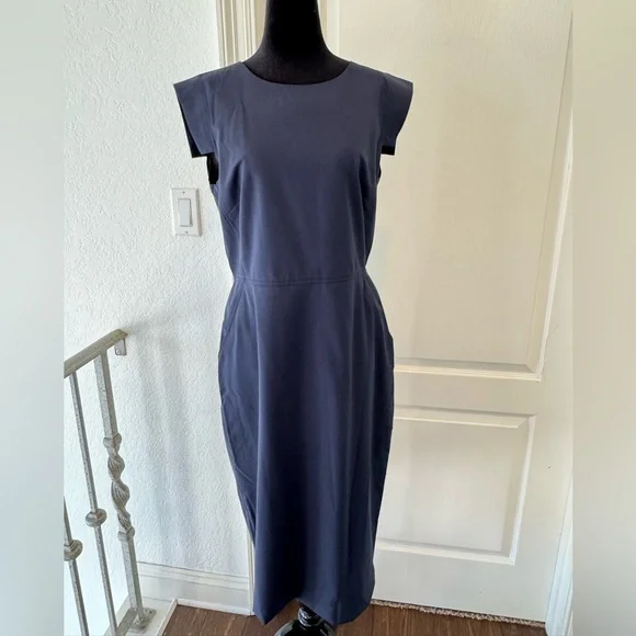 NWT J. Crew Sz 12T Resume Dress Classic Navy Midi Dress - Picture 1 of 5